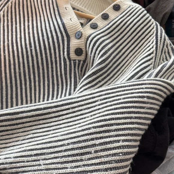 Mara Hoffman wool ribbed collared Henley sweater